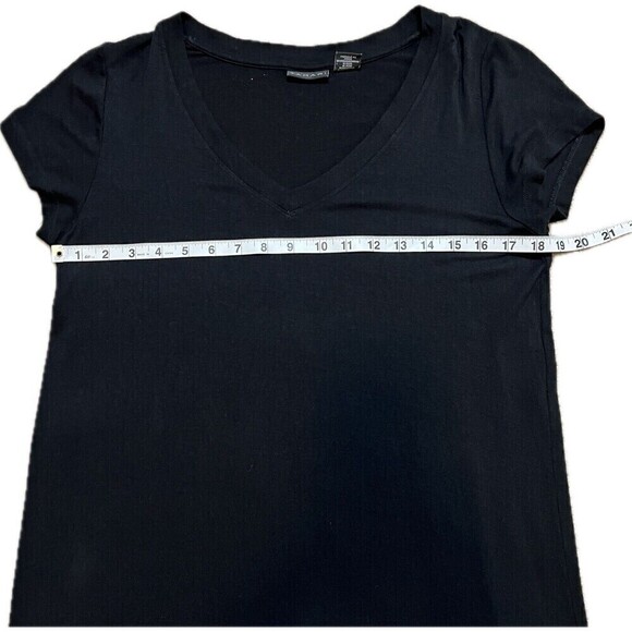 Tahari Midi Dress Short Sleeve Black V-Neck Stretchy Minimalist Size S - Picture 7 of 7